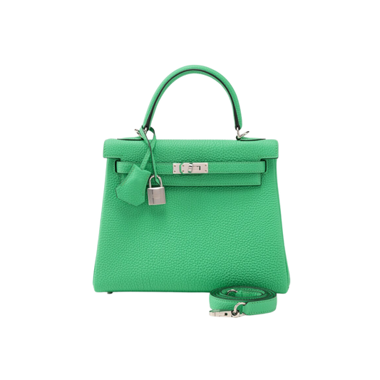 Hermes Kelly 25 Vert Comics Togo Leather