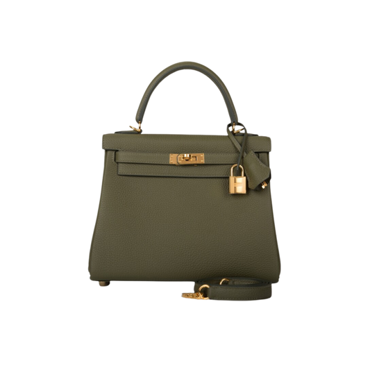 Hermes Kelly 25 Vert Veronese Togo Leather