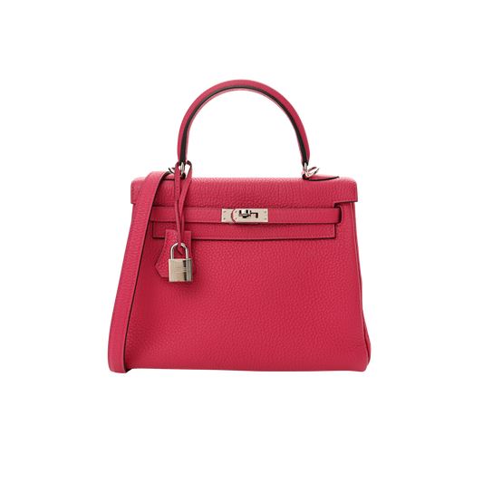 Hermes Kelly 25 Rose Mexico Togo Leather