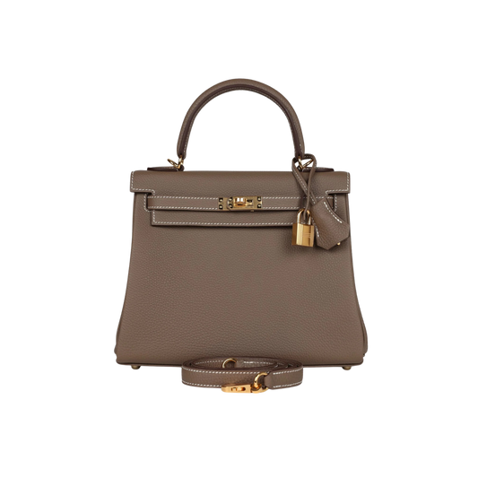 Hermes Kelly 25 Etoupe Togo Leather