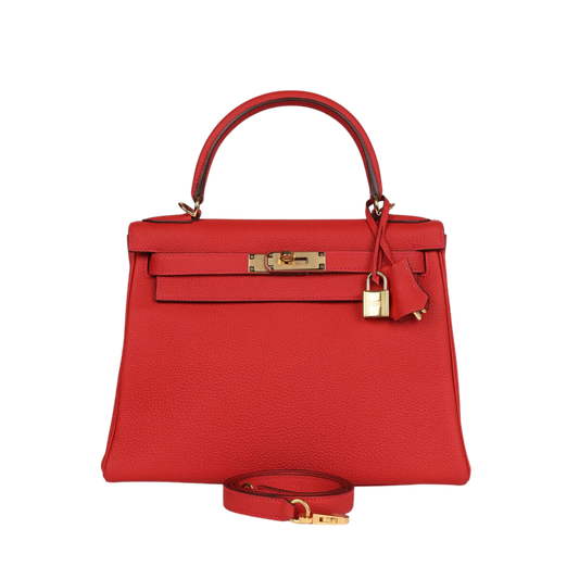 Hermes Kelly 28 Geranium  Togo Leather