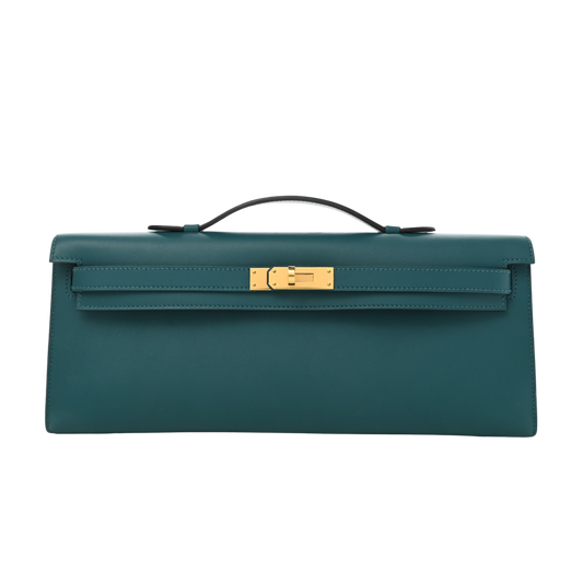 Hermes Kelly Cut Vert Bosphore Swift Leather