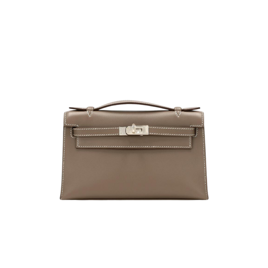 Hermes Kelly Pochette Etoupe Swift Leather