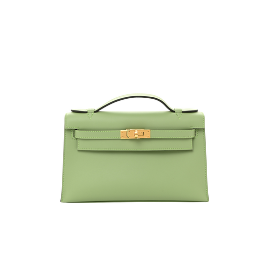 Hermes Kelly Pochette Vert Criquet Swift Leather