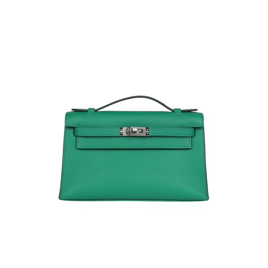Hermes Kelly Pochette Vert Vertigo Swift Leather