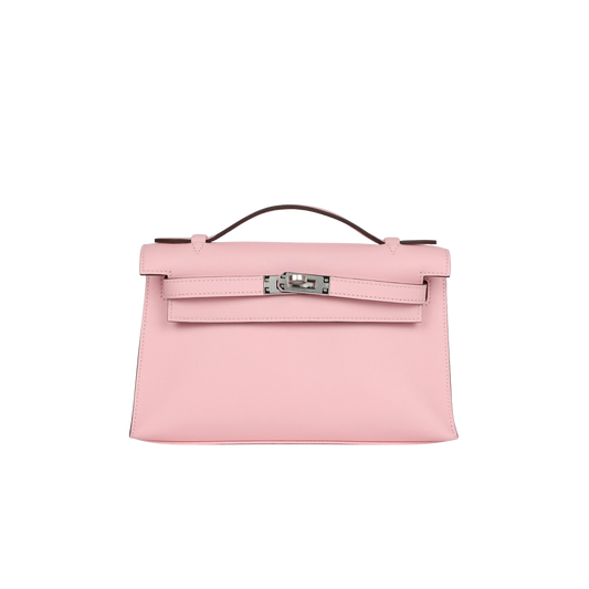 Hermes Kelly Pochette Rose Sakura Swift Leather
