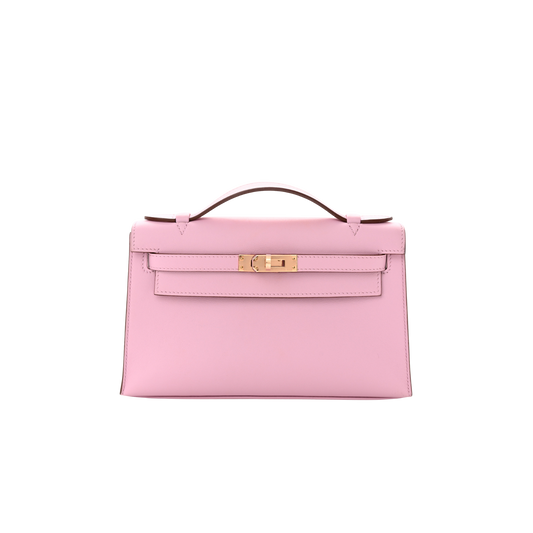 Hermes Kelly Pochette Mauve Sylvestre Swift Leather