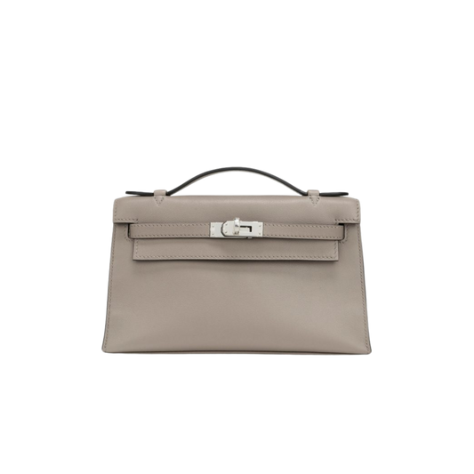 Hermes Kelly Pochette Gris Asphalte Swift Leather