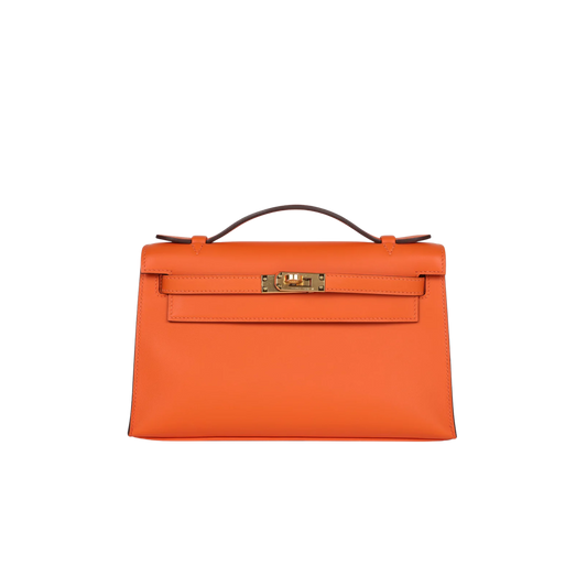 Hermes Kelly Pochette Orange H Swift Leather