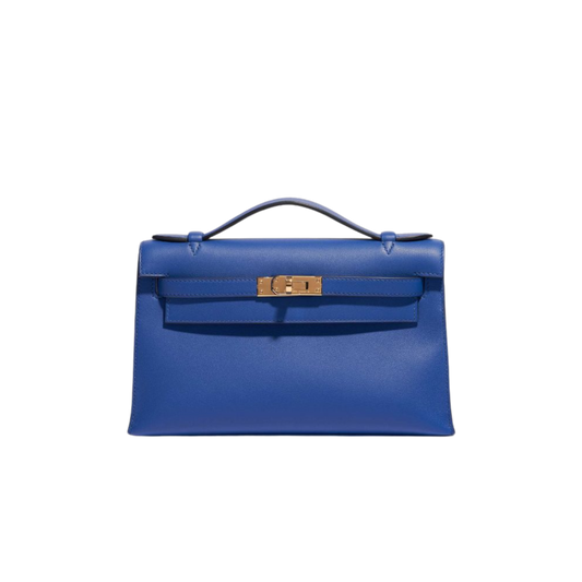 Hermes Kelly Pochette Bleu de France Swift Leather