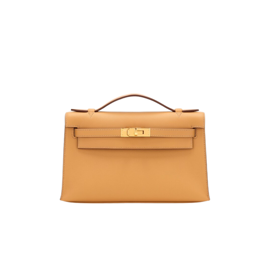 Hermes Kelly Pochette Biscuit Swift Leather