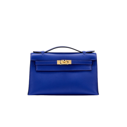 Hermes Kelly Pochette Bleu Electrique Swift Leather