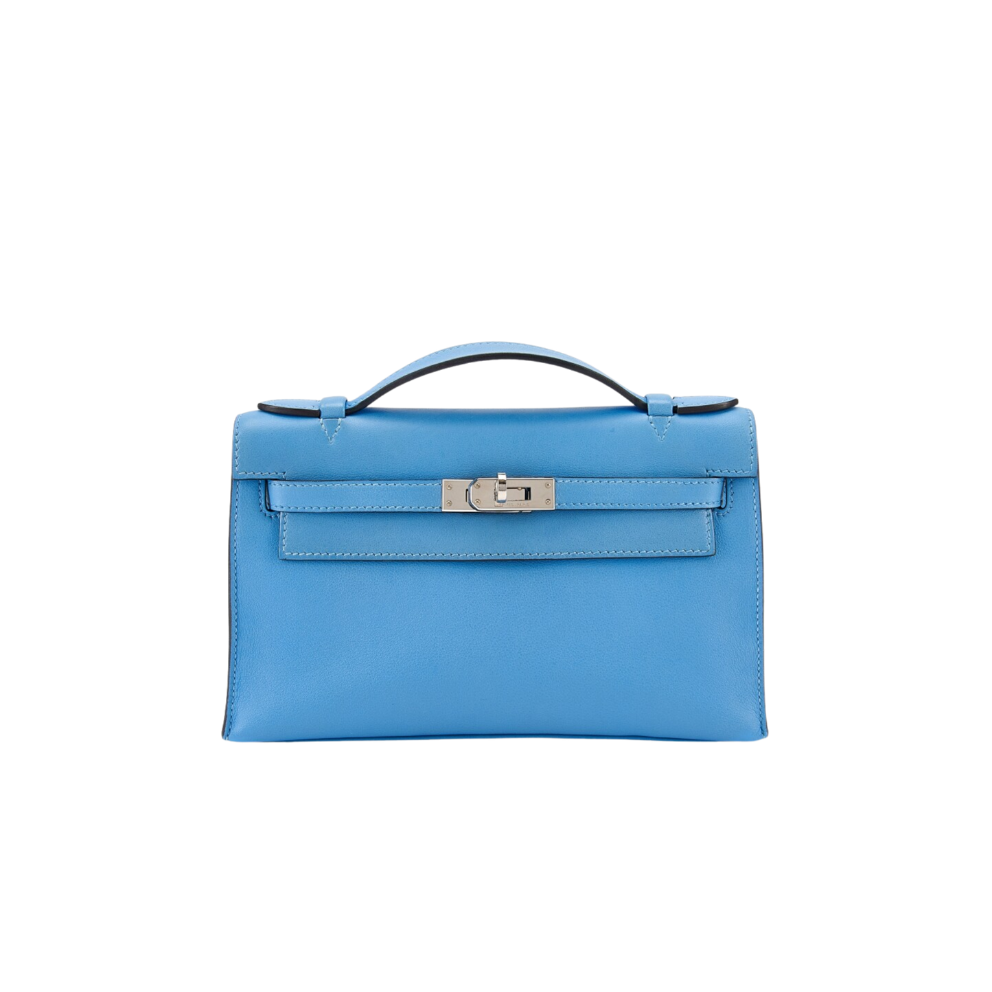 Hermes Kelly Pochette Bleu Paradis Swift Leather