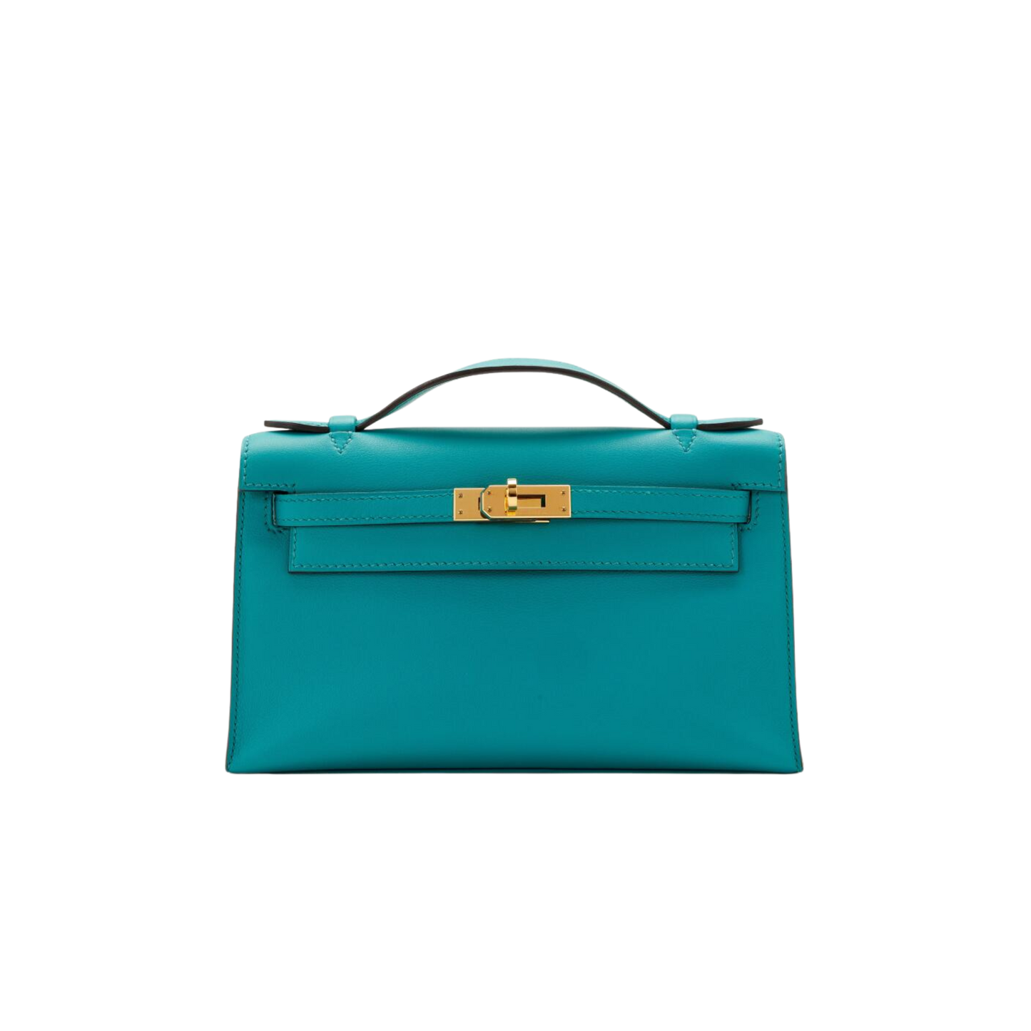 Hermes Kelly Pochette Bleu Paon Swift Leather