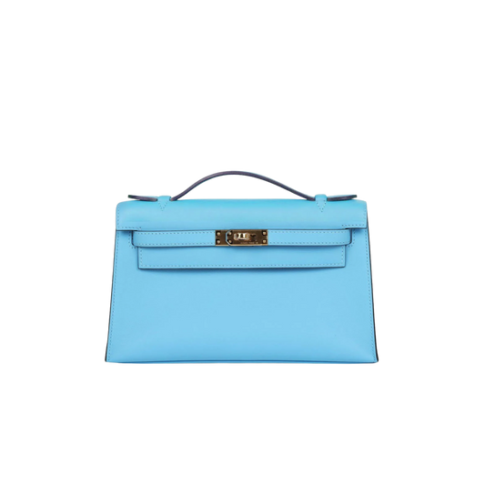 Hermes Kelly Pochette Celeste Swift Leather