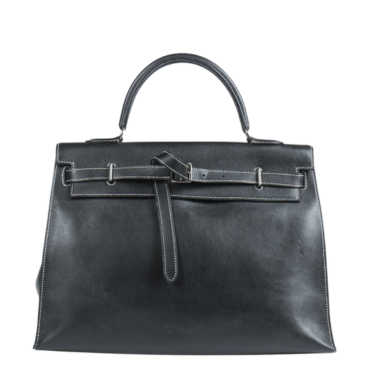 Hermes Kelly Flat Noir Swift Leather