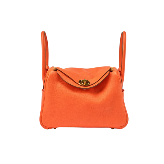 Hermes Lindy 26 Orange H Clemence Leather