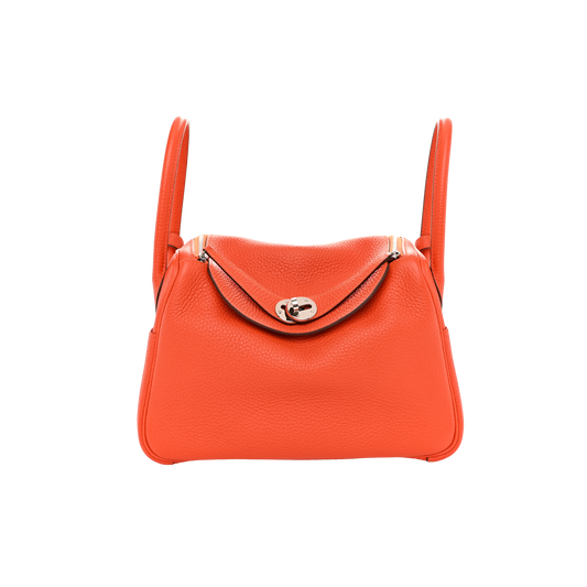 Hermes Lindy 26 Orange Pale Clemence Leather