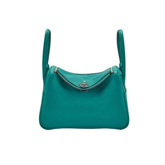 Hermes Lindy 26 Bleu Paon Clemence Leather