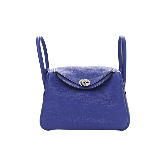 Hermes Lindy 26 Bleu Electrique Clemence Leather