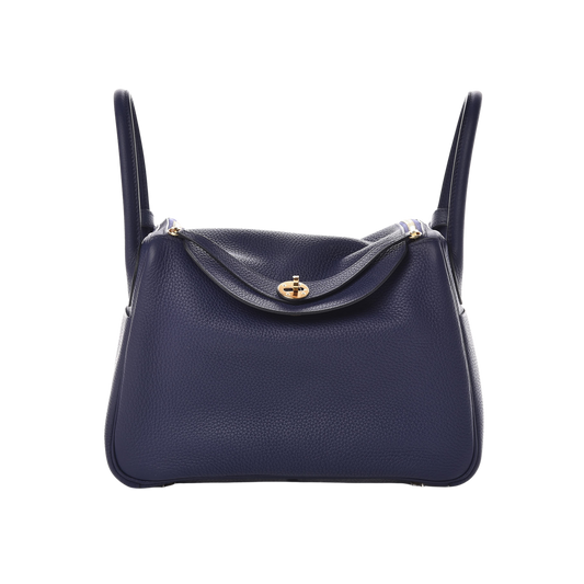 Hermes Lindy 30 Bleu Encre Clemence Leather