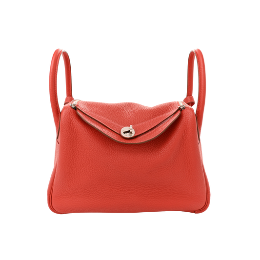 Hermes Lindy 30 Rouge Pivoine Clemence Leather