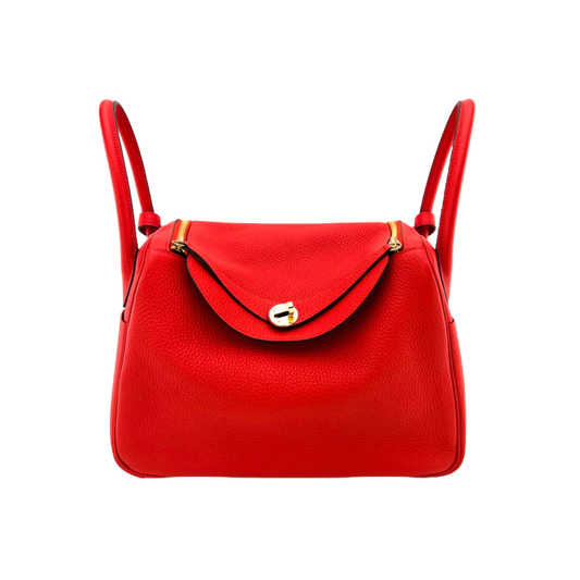 Hermes Lindy 30 Rouge Tomate Clemence Leather