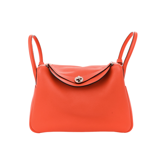 Hermes Lindy 30 Orange Poppy Clemence Leather