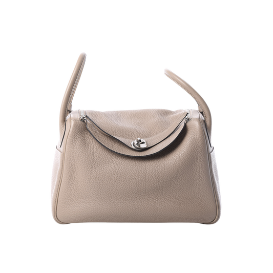 Hermes Lindy 30 Gris Tourterelle Clemence Leather