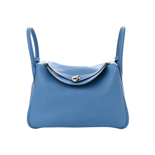 Hermes Lindy 30 Bleu Paradis Clemence Leather