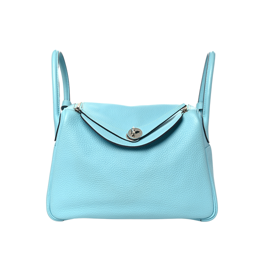 Hermes Lindy 30 Bleu Atoll Clemence Leather