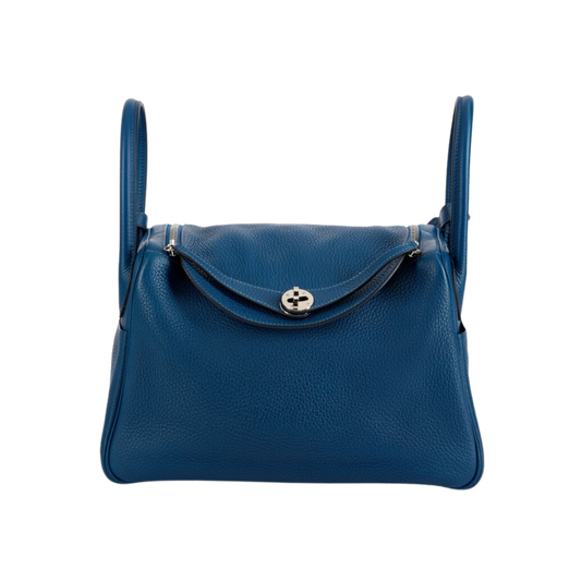 Hermes Lindy 30 Bleu de Malte Clemence Leather