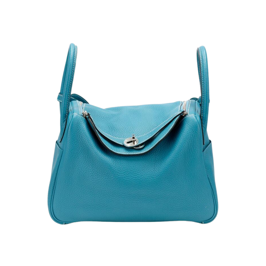 Hermes Lindy 30 Bleu Jean Clemence Leather
