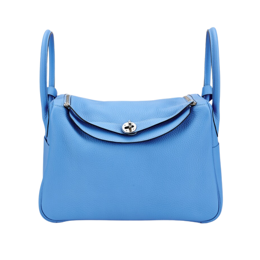 Hermes Lindy 34 Bleu Paradis Clemence Leather