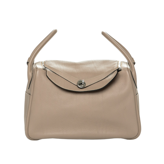 Hermes Lindy 34 Gris Tourterelle Clemence Leather