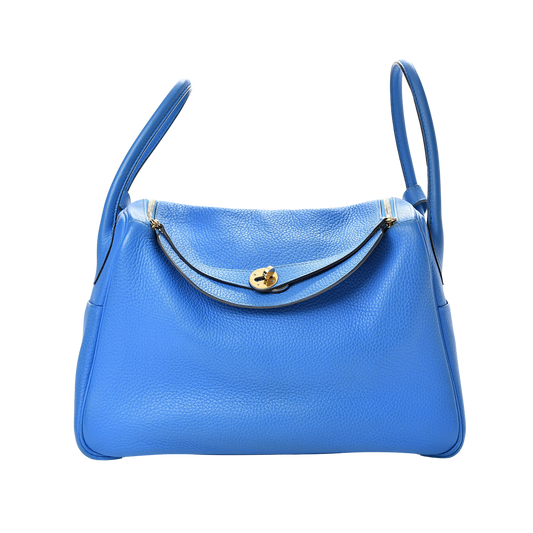 Hermes Lindy 34 Bleu Hydra Clemence Leather