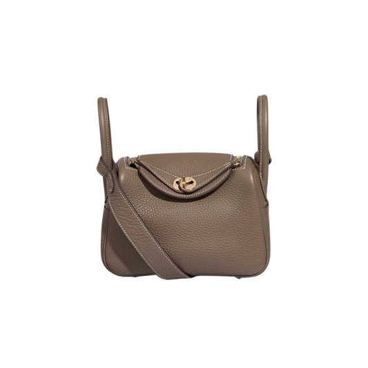 Hermes Lindy Mini Etoupe Clemence Leather