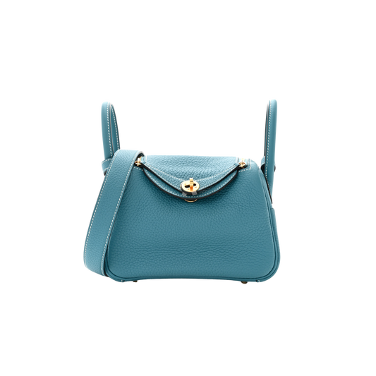 Hermes Lindy Mini Bleu Jean Clemence Leather