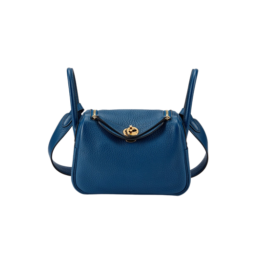 Hermes Lindy Mini Deep Blue Clemence Leather