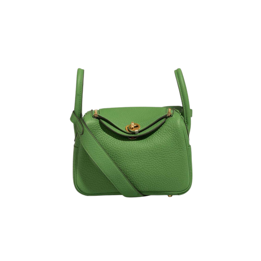 Hermes Lindy Mini Vert Yucca Clemence Leather