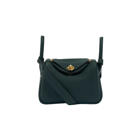 Hermes Lindy Mini Vert Cypress Clemence Leather