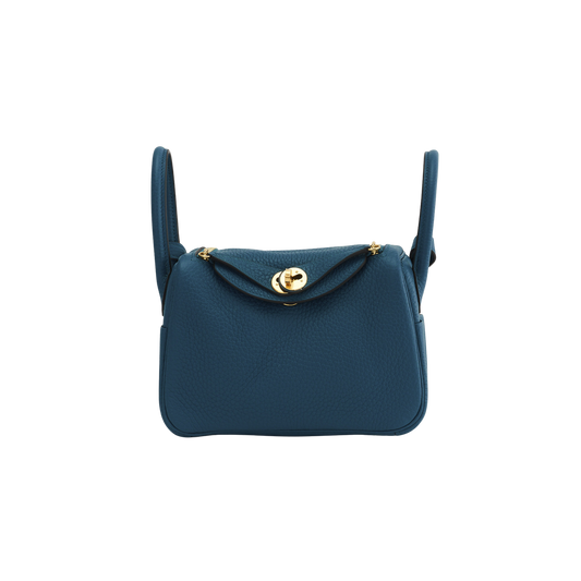 Hermes Lindy Mini Vert Bosphore Clemence Leather