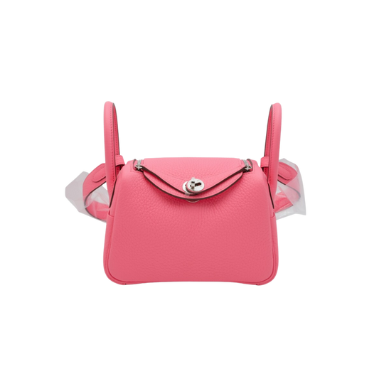 Hermes Lindy Mini Rose Azalee Clemence Leather