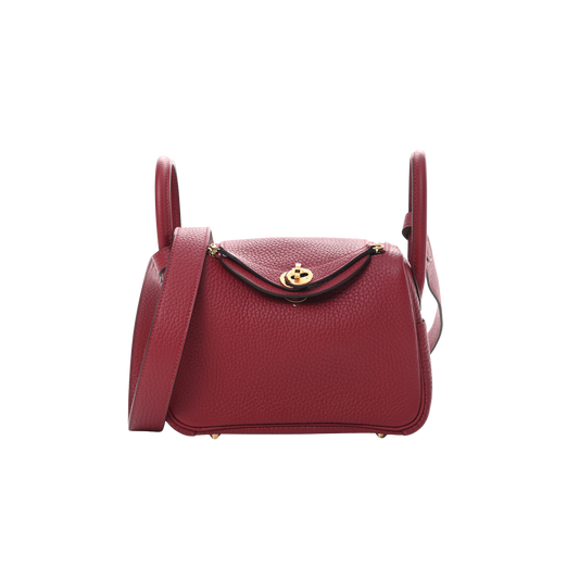 Hermes Lindy Mini Rouge Grenat Clemence Leather
