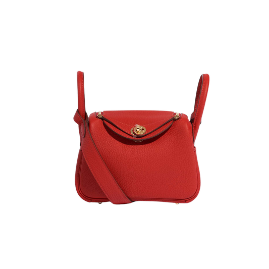 Hermes Lindy Mini Vermillon Clemence Leather