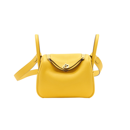 Hermes Lindy Mini Jaune Ambre Clemence Leather