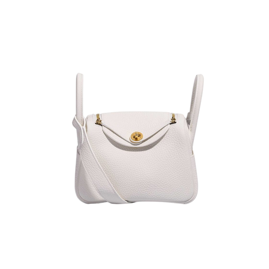 Hermes Lindy Mini New White Clemence Leather