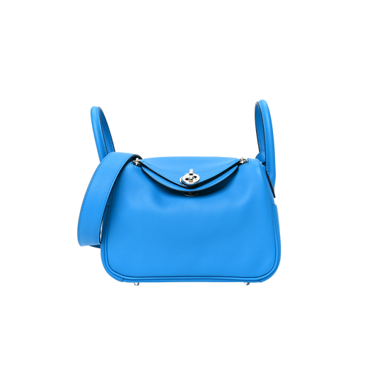 Hermes Lindy Mini Bleu Frida Swift Leather
