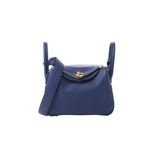 Hermes Lindy Mini Bleu Saphir Swift Leather