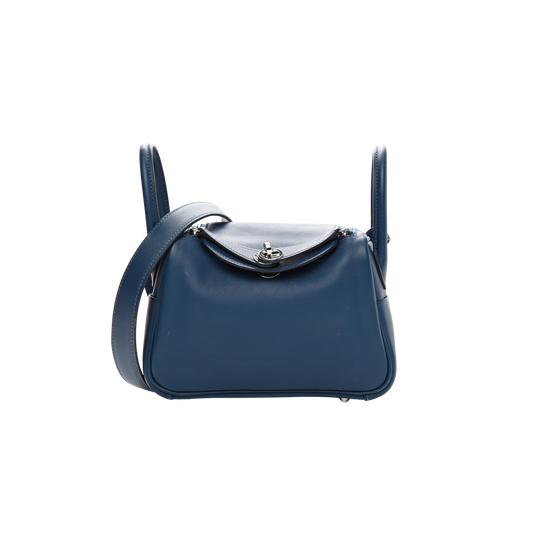 Hermes Lindy Mini Deep Blue Swift Leather